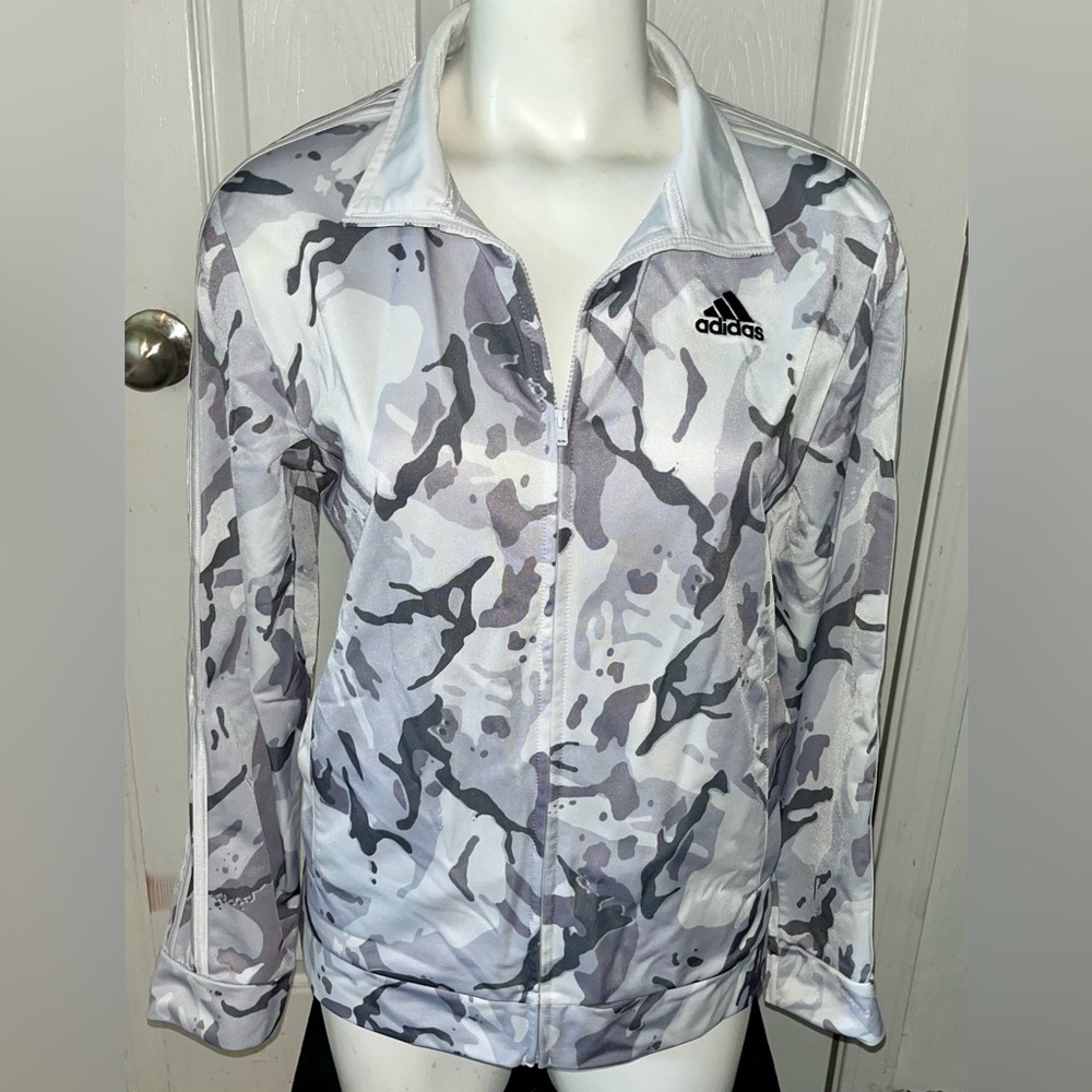 Adidas Gray and White Camouflage Jacket